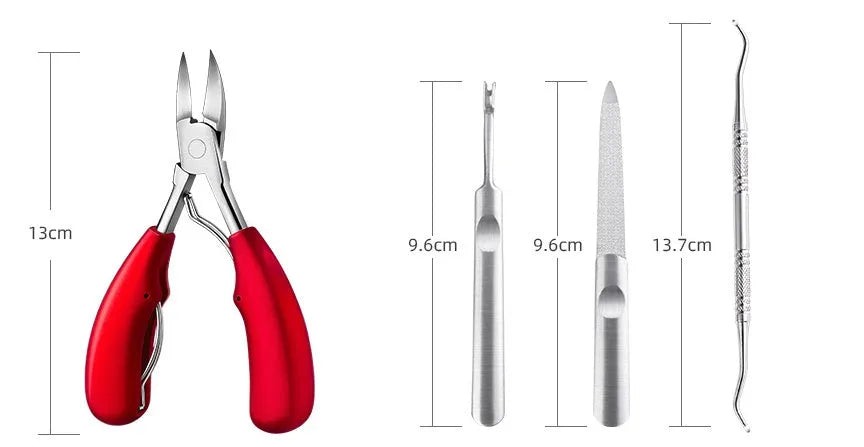 Stainless steel manicure nail clippers set with ABS handles in multiple colours