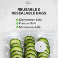 White USB electric suction pump with five 26x28cm plastic vacuum storage bags for food preservation