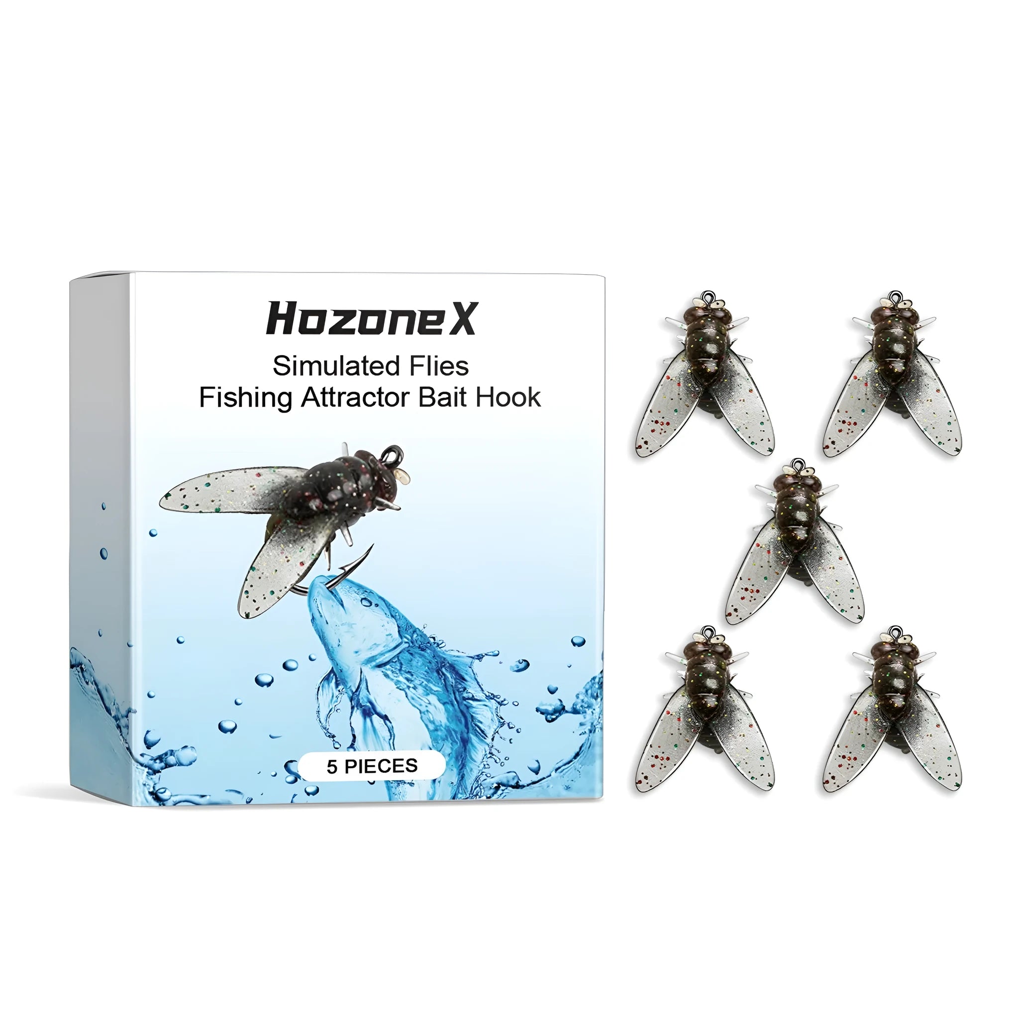 Fly hook soft bait biomimetic insect fishing lure TPR silicone 5-piece pack
