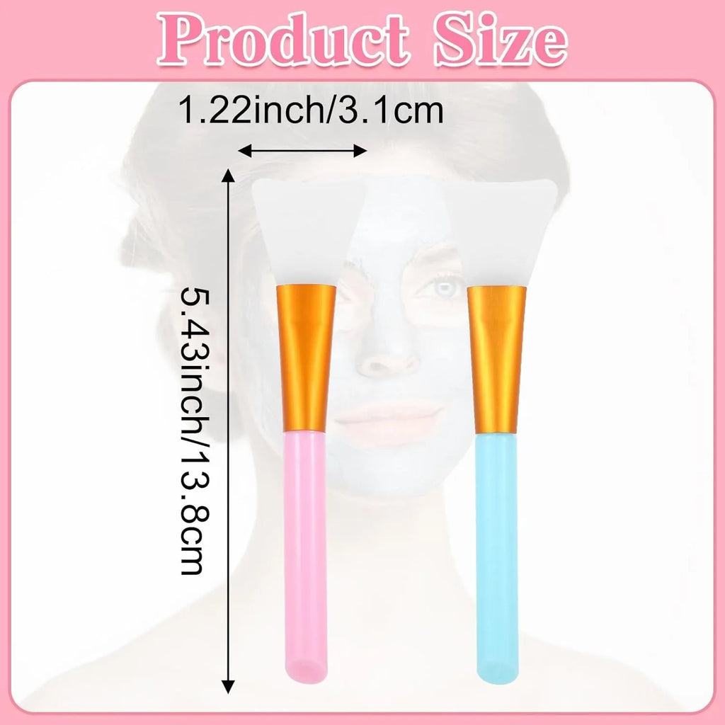 Reusable silicone spatula applicator for face and body masks in six colour options on a plain background.