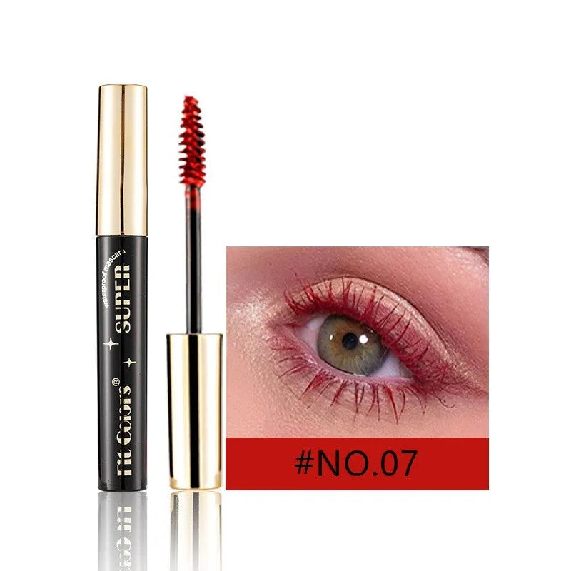 Colourful mascara for stage and nightclub use showing 12 different shade options