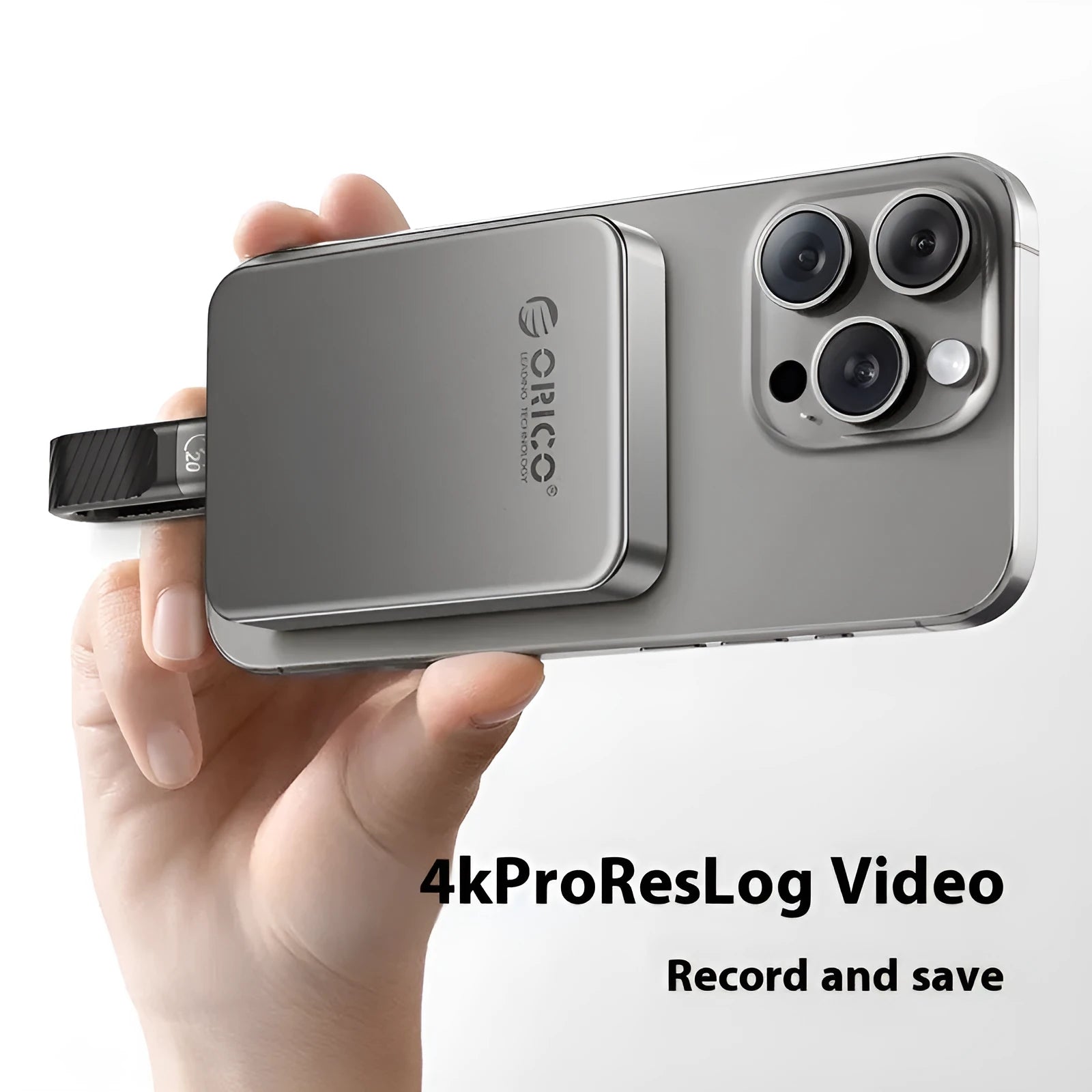Grey magnetic mobile SSD portable solid state drive with ultra-thin design for phones and computers