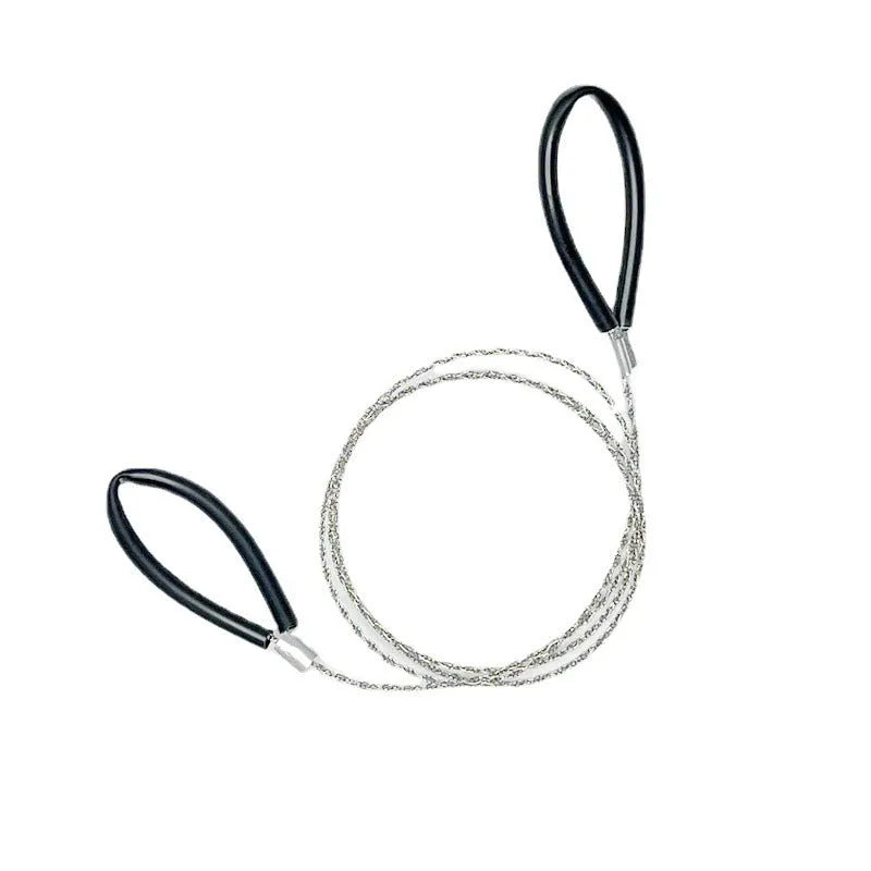 German stainless steel survival wire saw with leather case measuring 70cm total length for outdoor cutting tasks