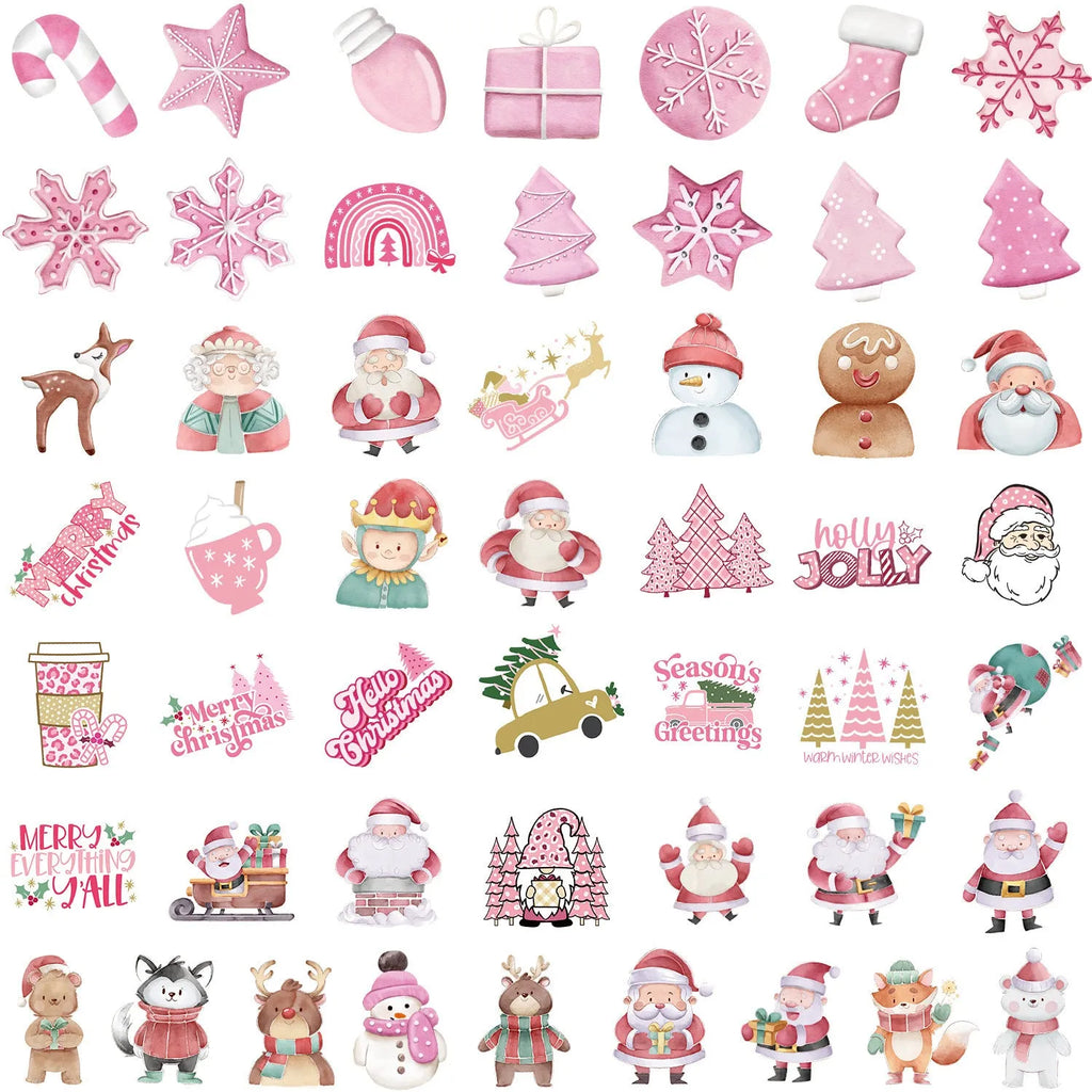 50 Christmas waterproof stickers in cute designs for car phone computer guitar notebook decoration