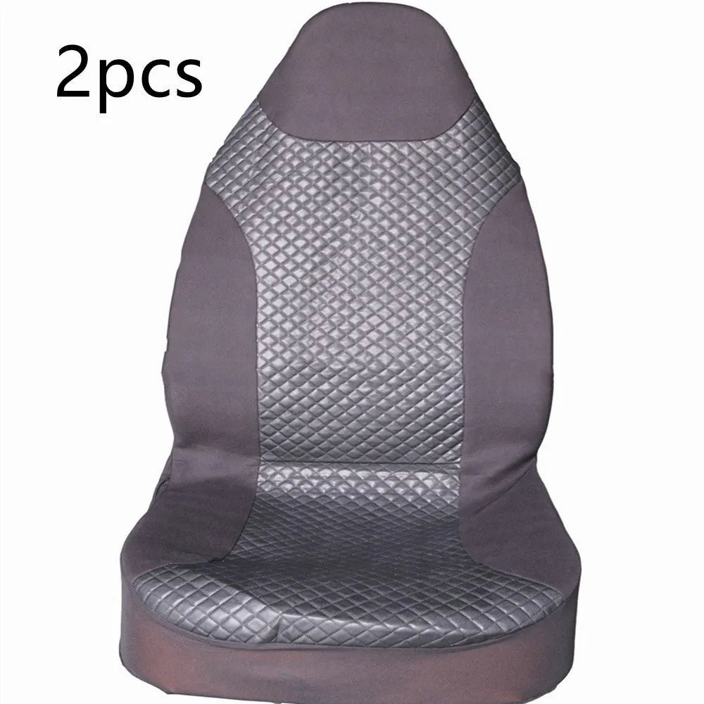 Black quilted automotive seat cover with PU and polyester construction for car seat protection
