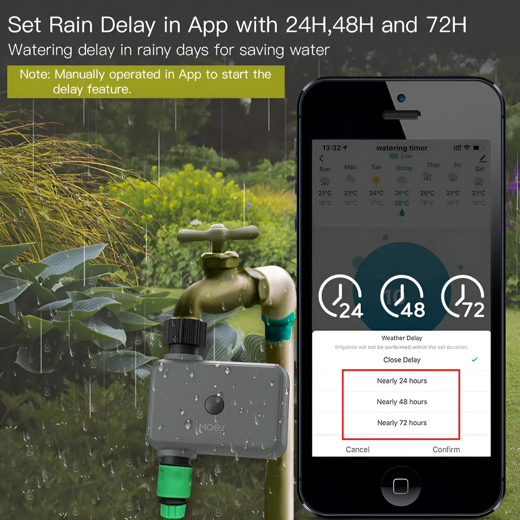 Bluetooth garden irrigation timer device for remote control watering via smartphone app