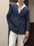 Men's striped double breasted blazer in regular length and fit