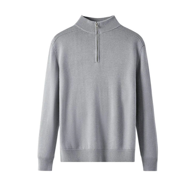 Men's casual wool pullover sweater in slim fit with long sleeves and thickened design