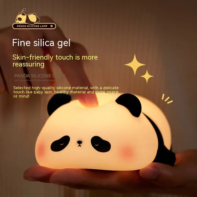 Cartoon panda night light made from BPA-free silicone with clap activation feature