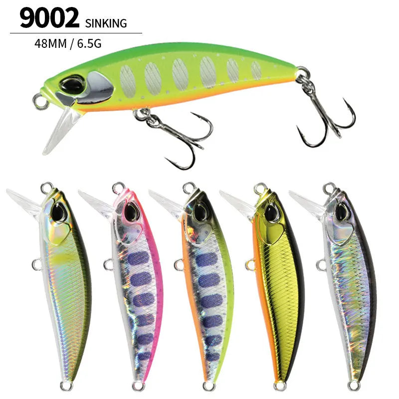 Tossing Japanese 48mm submerged mino fishing lure for mandarinfish and snakehead species