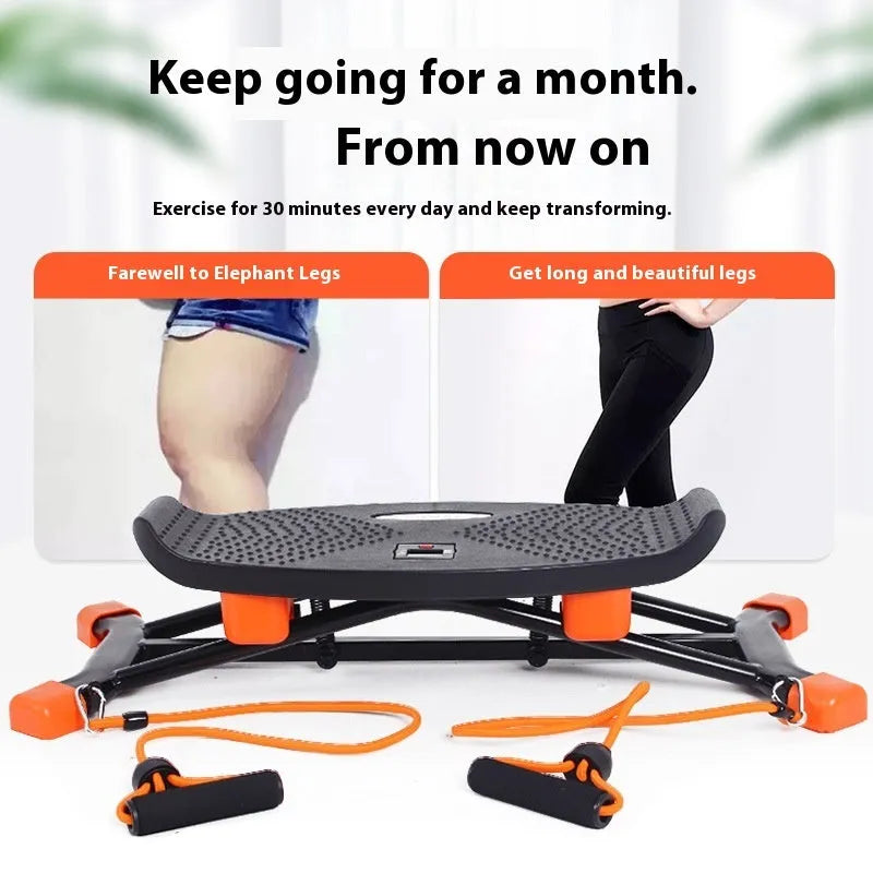 Black JS101A model mini indoor fitness skiing machine with elastic hand straps.