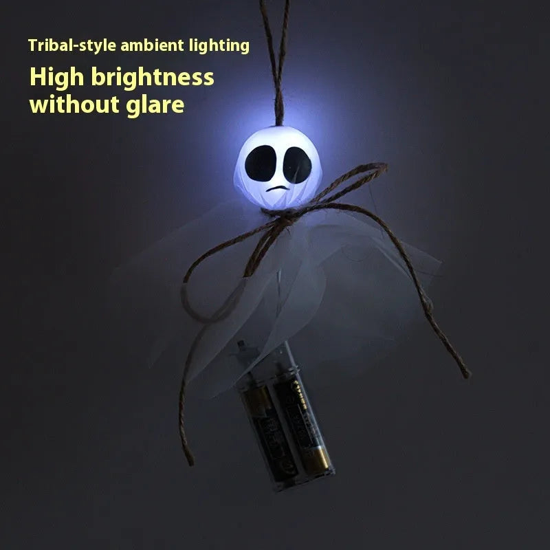 Halloween ghost LED lighting chain with battery box and colourful PVC shell for venue decoration