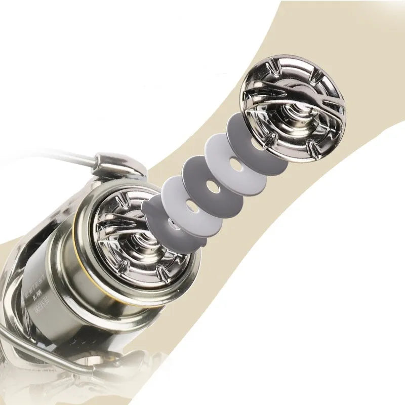 Subspinning wheel fishing reel with 13+1 bearings, all-metal build, 105x92mm size, HES light line cup styles