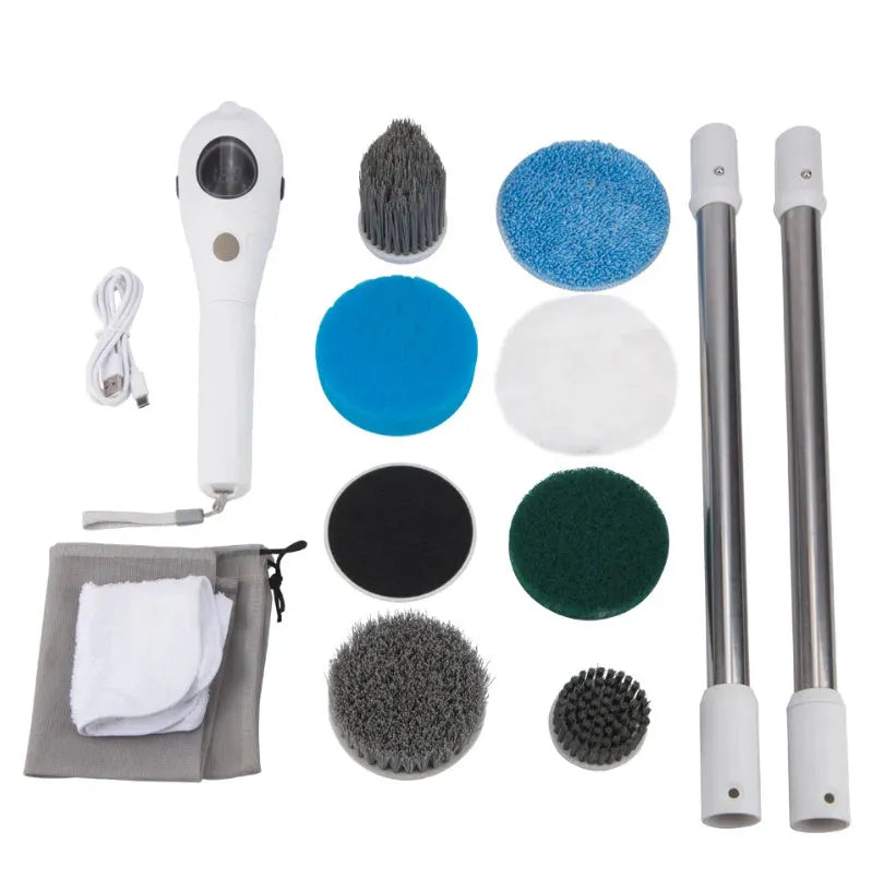White lithium rechargeable handheld electric cleaning ball with cleaning brush