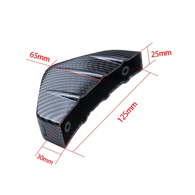 Black carbon fibre style universal triangular rear spoiler lip for cars measuring 15cm