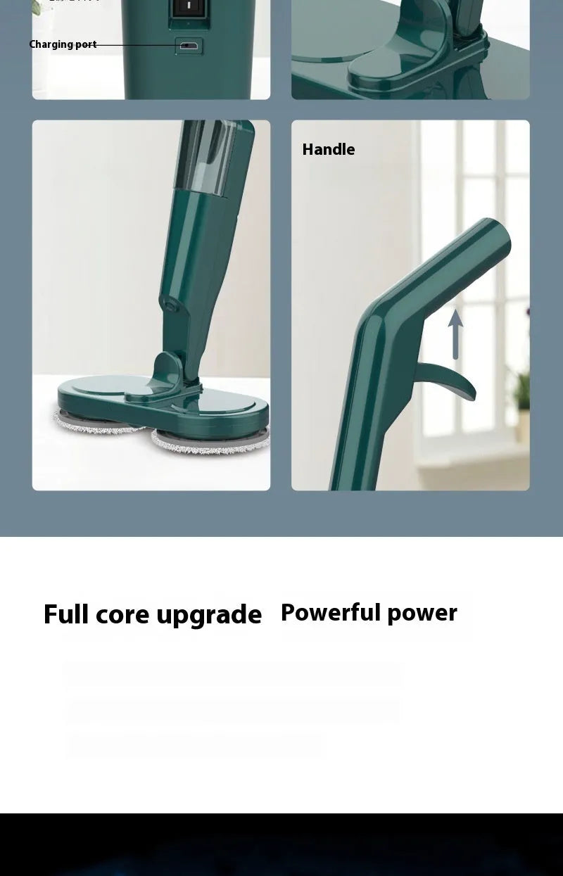 Lazy Wireless Home Sweeping and Mopping All-in-One Machine in S5 Green colour on a hardwood floor.