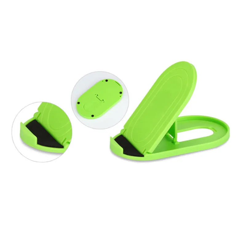 Plastic lazy bracket mobile phone stand in one of six colours: black, blue, grey, pink, white, or yellow.