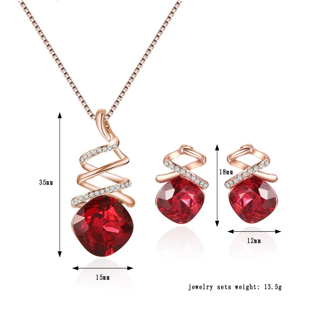 Women's bridal jewellery set with adjustable necklace and matching earrings