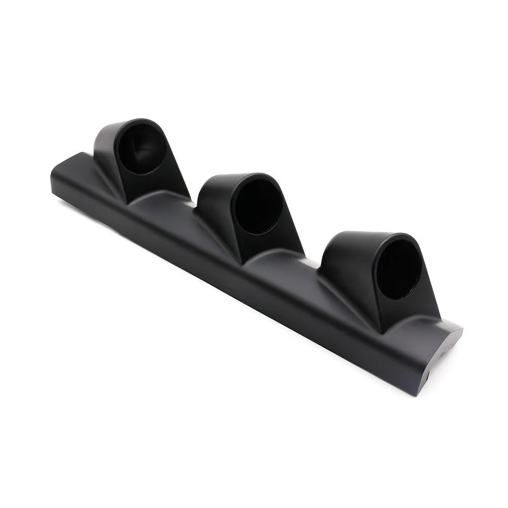 Black ABS plastic three-hole instrument stand for 52mm car gauges, right-hand drive configuration.