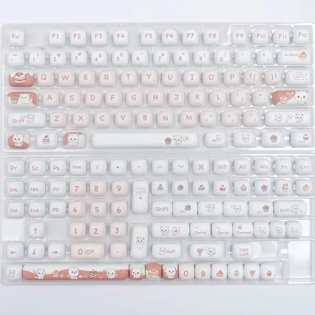 Dessert cat sublimation key cap with MOG round design for mechanical keyboards