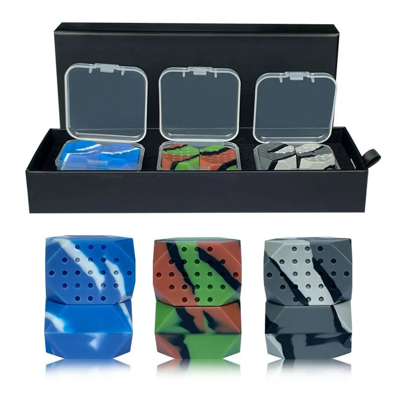Two silicone camouflage facial muscle fitness balls in transparent packaging for jaw training