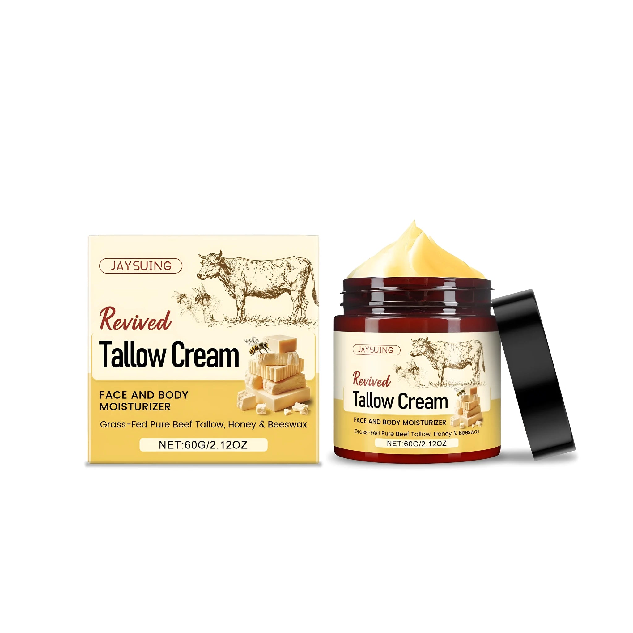 60g jar of tallow moisturising cream with honey and beeswax