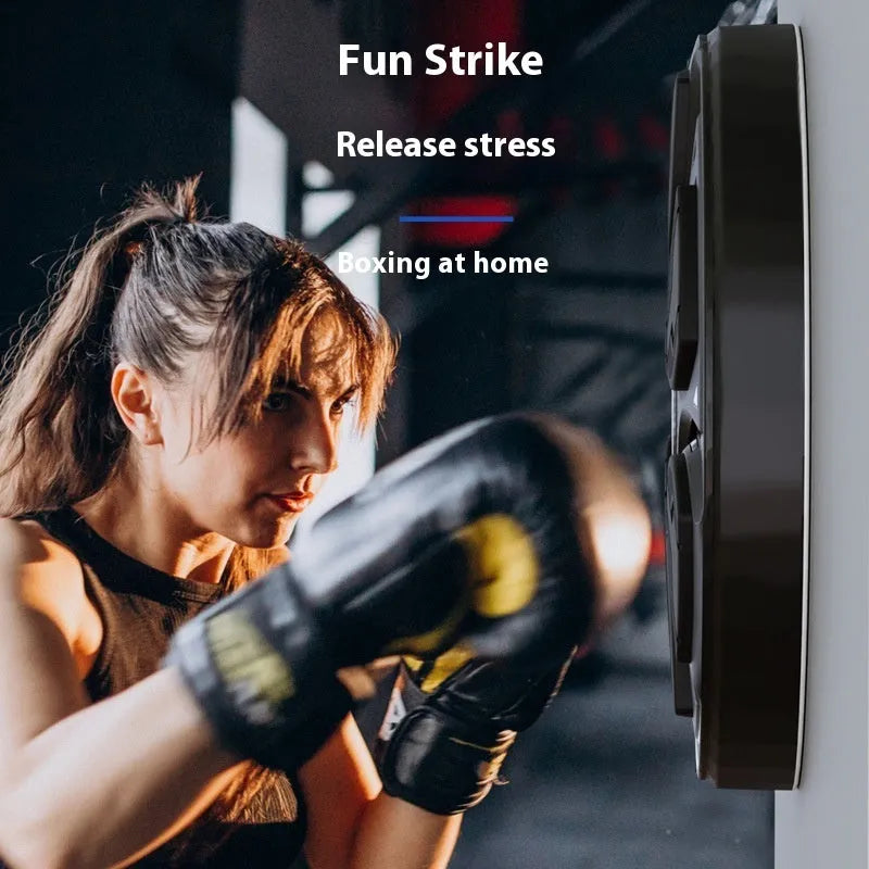 Black intelligent music boxing machine wall target with boxing gloves for home training