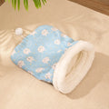 Blue rabbit design flannel cat sleeping bag nest measuring 50 by 40 centimetres