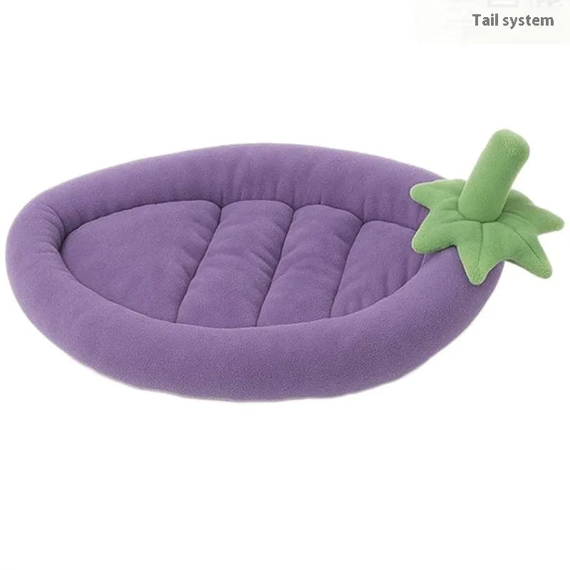 Universal pet bed with removable cloth cover showing five size options for dogs and cats