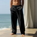 Men's loose cotton casual trousers in solid colours with casual sports styling