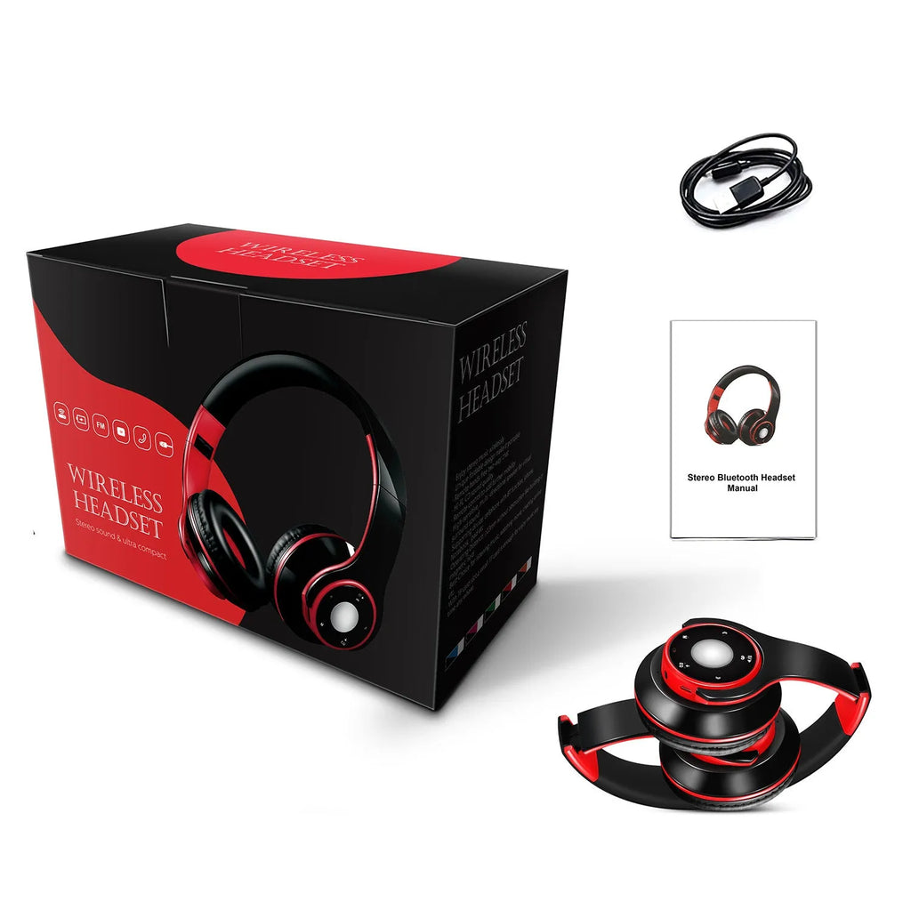 Foldable wireless Bluetooth headset in blue colour showing adjustable hinges and ear cushions