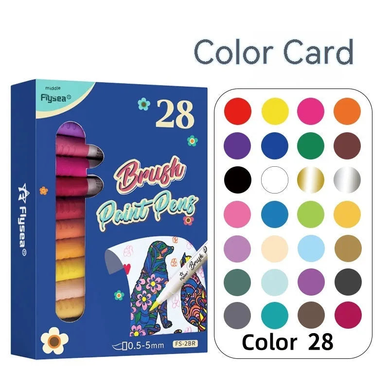 Soft head gouache pen sets for hand-painted greeting cards and graffiti art with flexible brush tips
