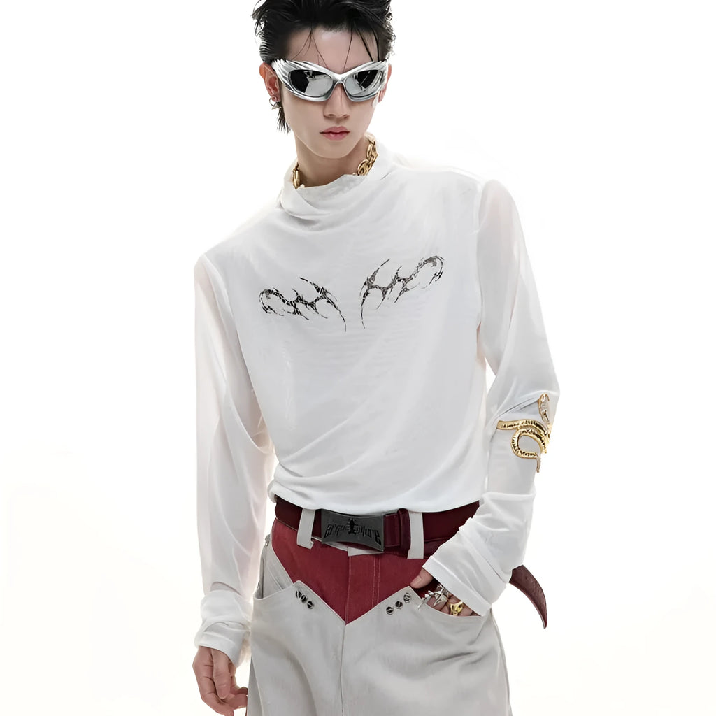 Black mesh slim-fit long sleeve women's shirt with ice-feel cooling fabric on a hanger.