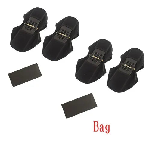 Adjustable spring knee brace for patella support in black colour with straps and venting holes