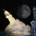 DIY astronaut rocket night light kit with warm LED lights, 24cm straws, and 19cm chassis for desktop decoration.