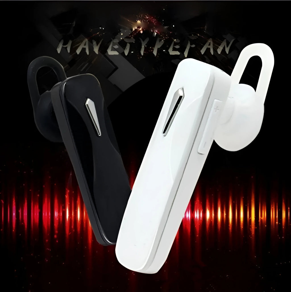 M163 car Bluetooth headset in black and white colour options showing control buttons