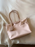 Oxford cloth pink shoulder tote bag with internal mobile phone compartment and sandwich pocket design