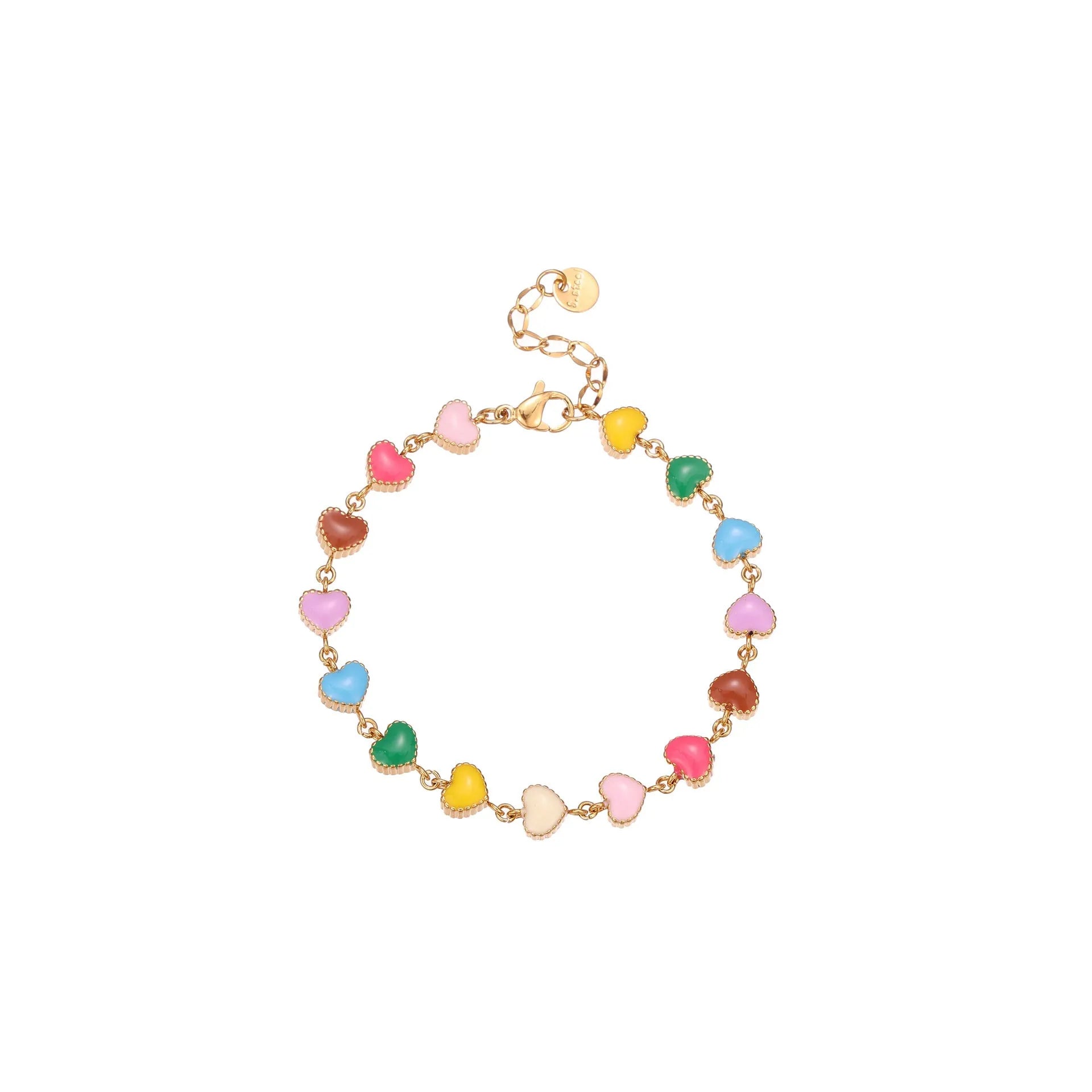 Women's stainless steel bracelet with love heart pendant in gold or steel finish