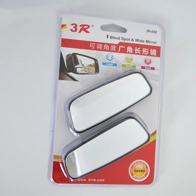 Pair of chrome-plated glass curved surface rear view mirrors for GM vehicles, 95x35mm, with adhesive backing
