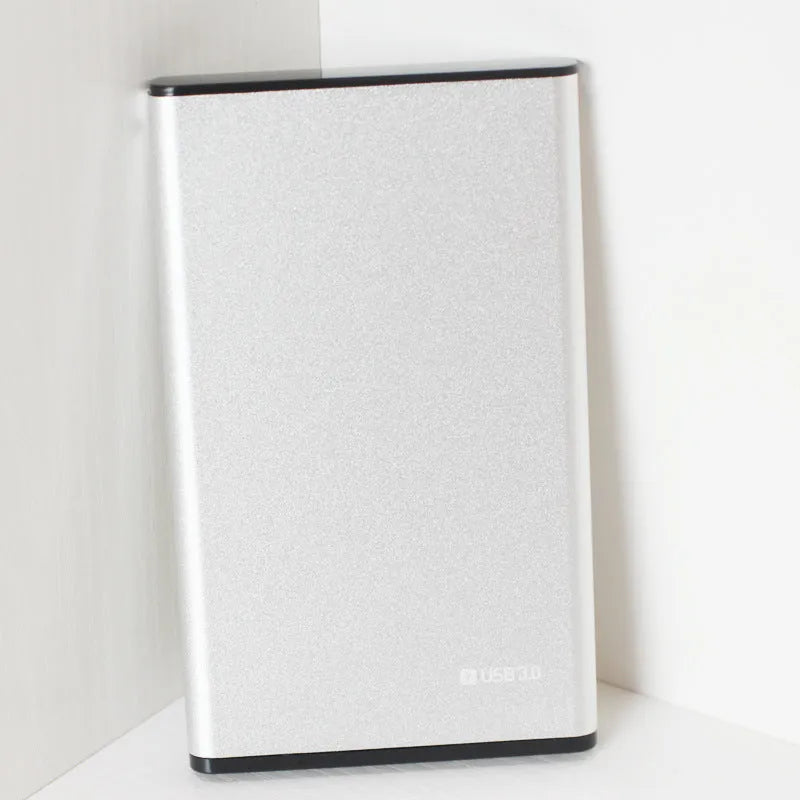 2.5 inch SATA hard drive box in aluminium alloy sandblasted grey finish with USB cable