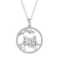 Original design copper necklace with four kitten pendants on a cross chain for women.