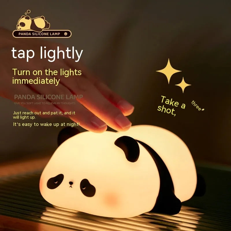 Cartoon panda night light made from BPA-free silicone with clap activation feature