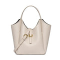 Genuine leather women's large capacity bucket handbag in retro style with internal file organisation