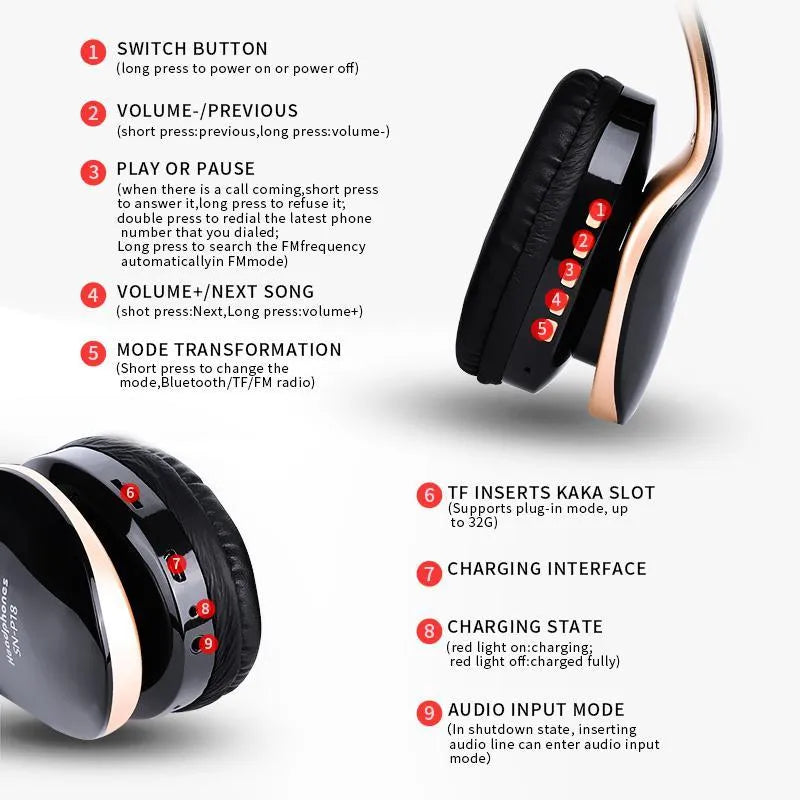 HobbyLane Bluetooth headset with 40mm driver in Black colour option on white background