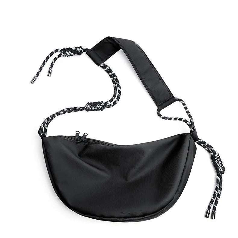 Men's lightweight nylon messenger bag in solid colours with large capacity design