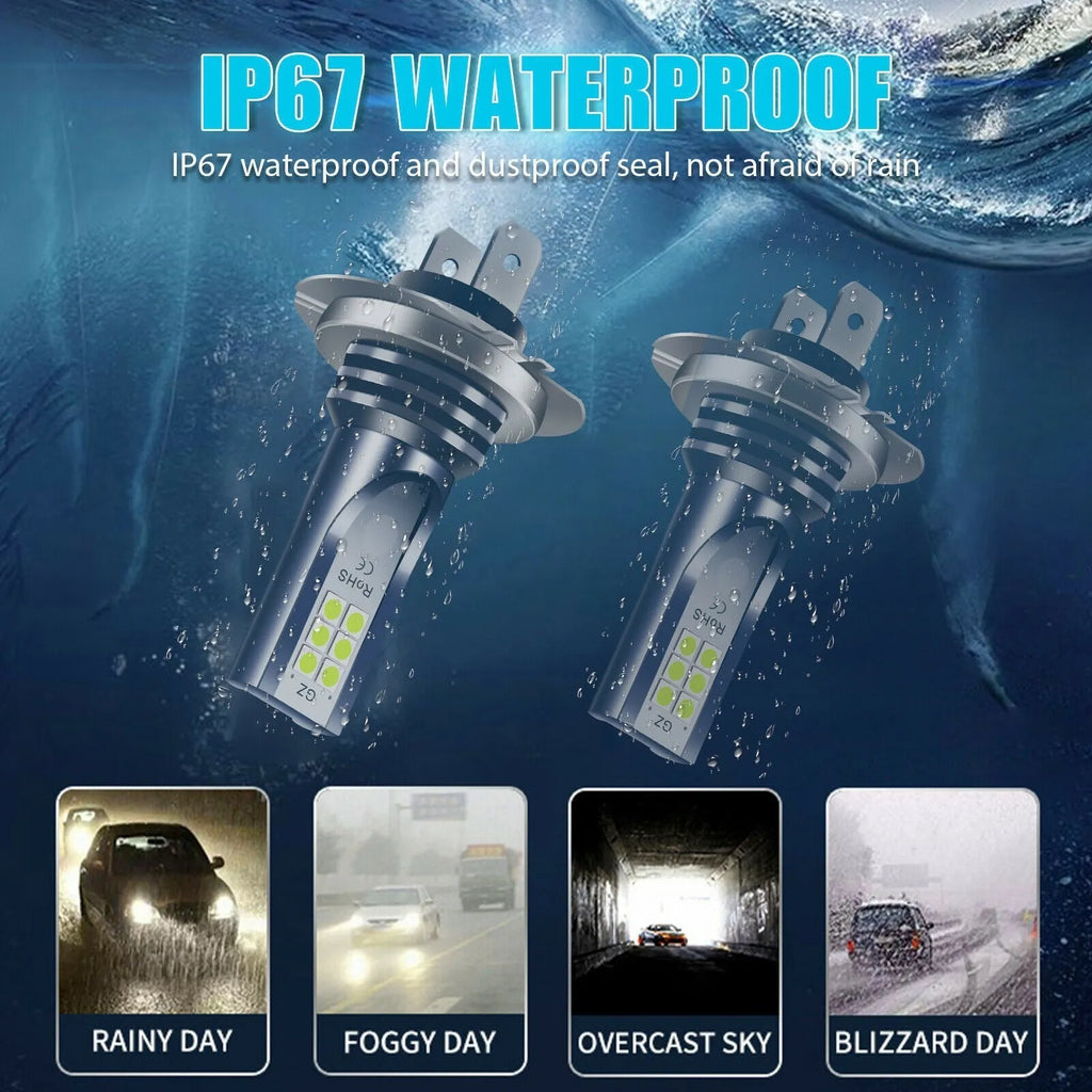 H7 9005 H11 compatible LED fog lamp bulb with aluminium alloy shell and 12 SMD LEDs.