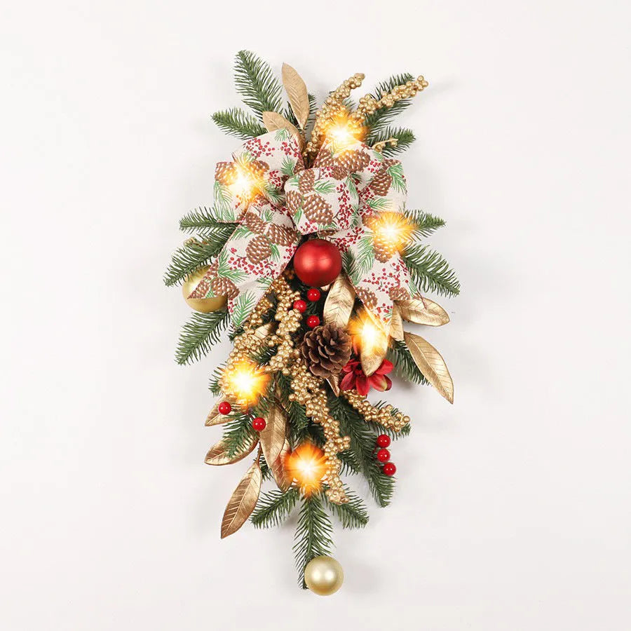 Christmas garland decorations including stair wall hanging, lintel, rattan and traditional styles with optional lighting