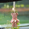Black, white, and mixed pastel Violent Bear car rearview mirror pendant with diamond-embedded design
