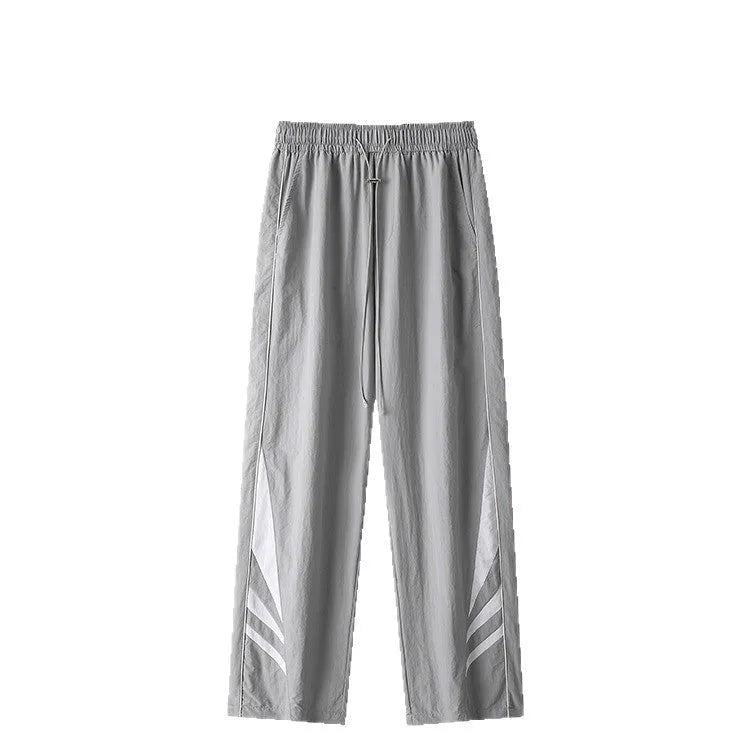 Straight-leg casual sports trousers for plus-size men in thin cotton blend fabric