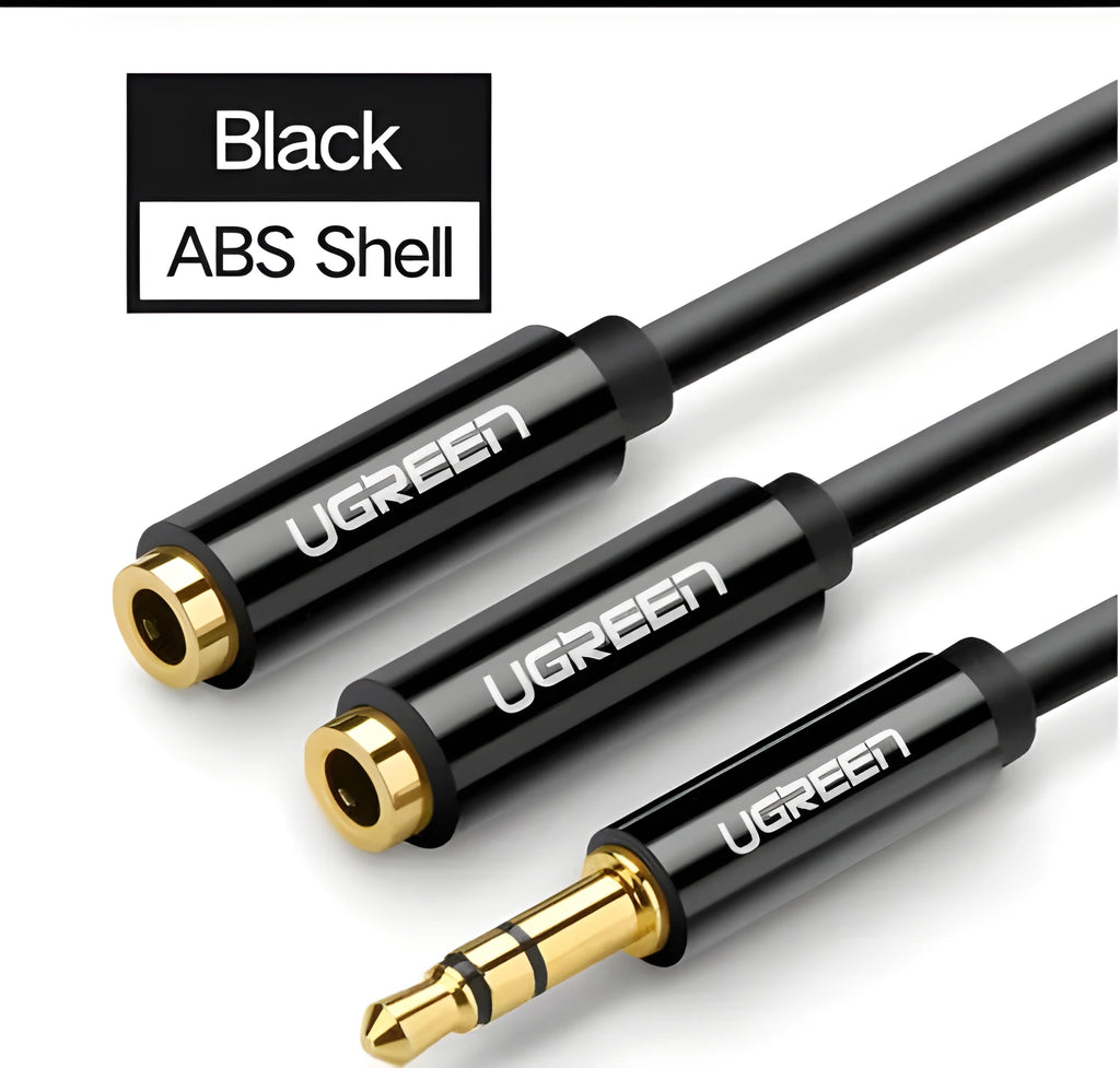 20cm long 3.5mm audio cable with gold-plated connectors in black, grey and white colour options